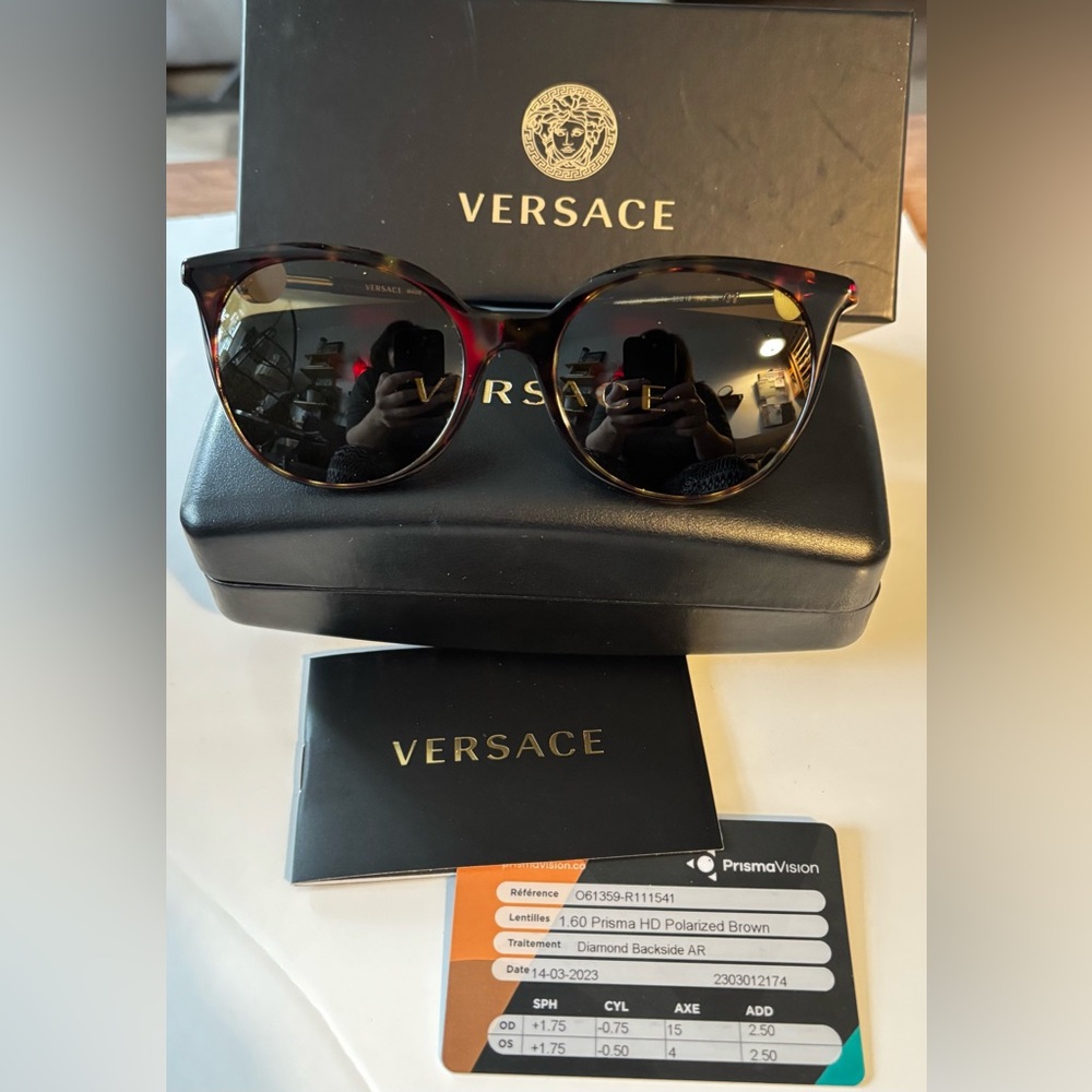 Versace Black and Brown Sunglasses with Iconic Medusa Design